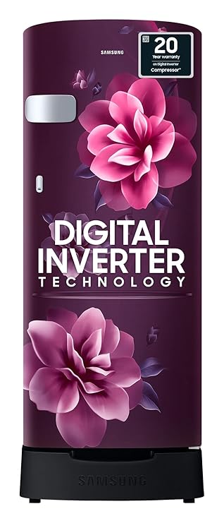 Samsung 223 L, 3 Star, Digital Inverter, Direct-Cool Single Door Refrigerator (RR24C2Z23CR/NL, Camellia Purple, Base Stand Drawer, 2023 Model)