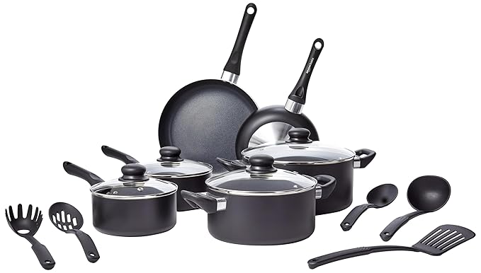Flipkart basics Aluminium Non-Stick Black Cookware Set – 15 Piece