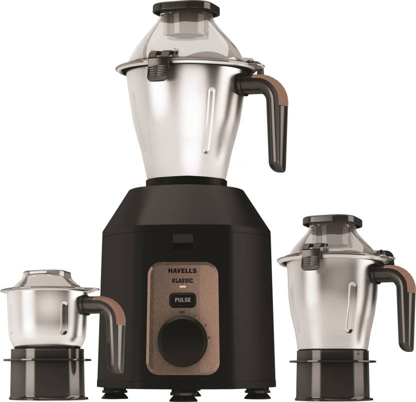 HAVELLS GHFMGDWE100 Klassic 1000 W Juicer Mixer Grinder (3 Jars, Black, Grey)