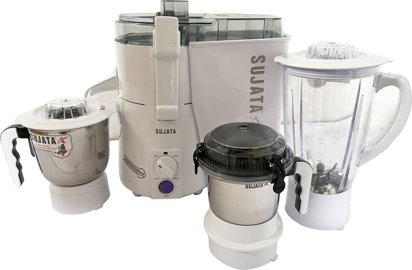 SUJATA POWERMATIC PLUS WITH CHUTNEY JAR WATT-989 900 W Juicer Mixer Grinder (3 Jars, White)